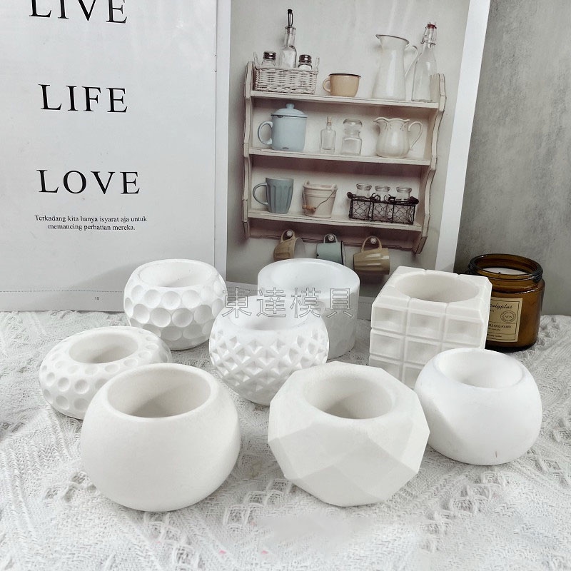 Khuôn Silicone Đổ Xi Măng / Chậu Hoa Hình Tròn / Chấm Bi