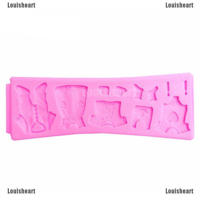 Khuôn fondant bằng silicone dùng làm bánh đường trang trí với họa tiết quần áo em bé