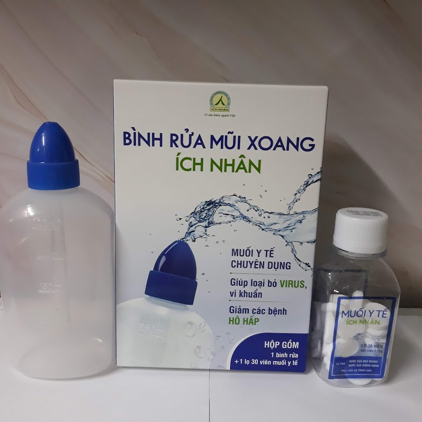 Bình rửa mũi xoang Ích Nhân ( bình 250ml + muối 30 viên )