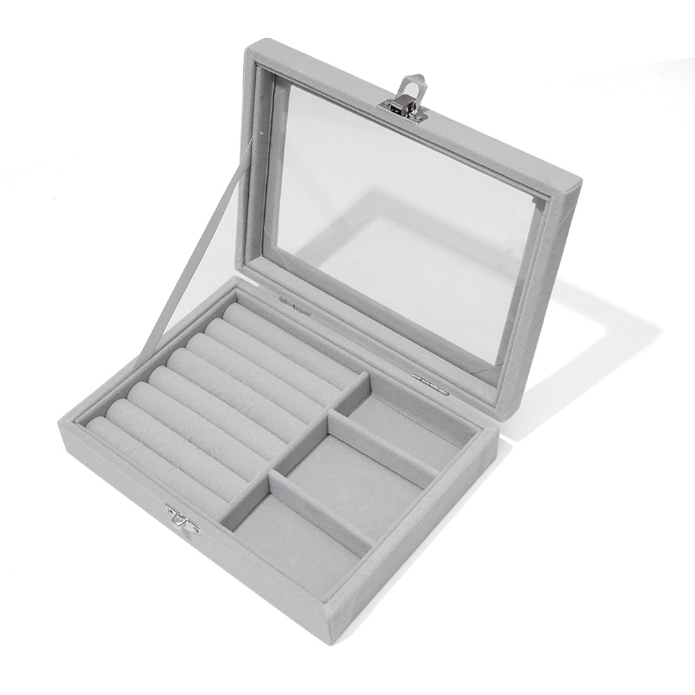 1 Hộp Đựng Trang Sức Bằng Da Lộn Màu Xám ★★★[Available]