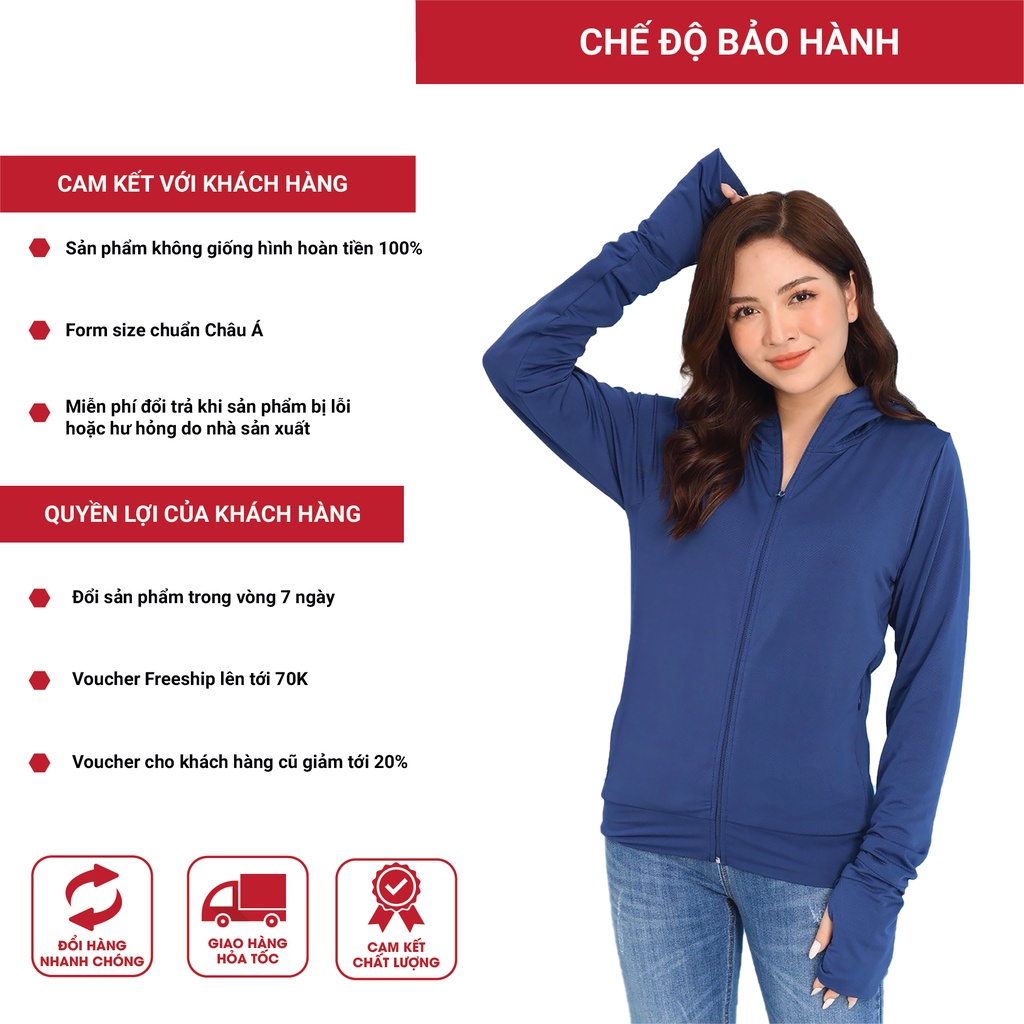 Áo chống nắng mỏng nhẹ cotton phối lưới hai bên eo thoáng khí tặng túi đựng áo JACWATER V300