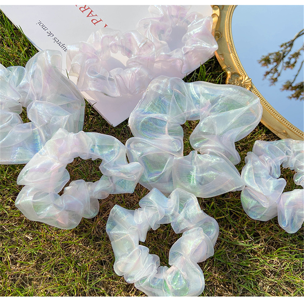 Dây Cột Tóc Scrunchies Màu Sắc Lấp Lánh Thời Trang Xinh Xắn