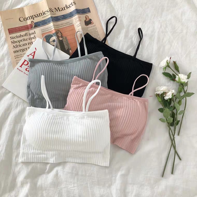 Áo bra 2 dây gân - Áo ngực học sinh dáng croptop