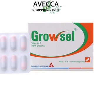 Viên Uống Vitamin C+ Kẽm Growcell Giúp Tăng Cường Sức Đề Kháng, Chống Lão Hóa,Đẹp Da (30 viên/ hộp)