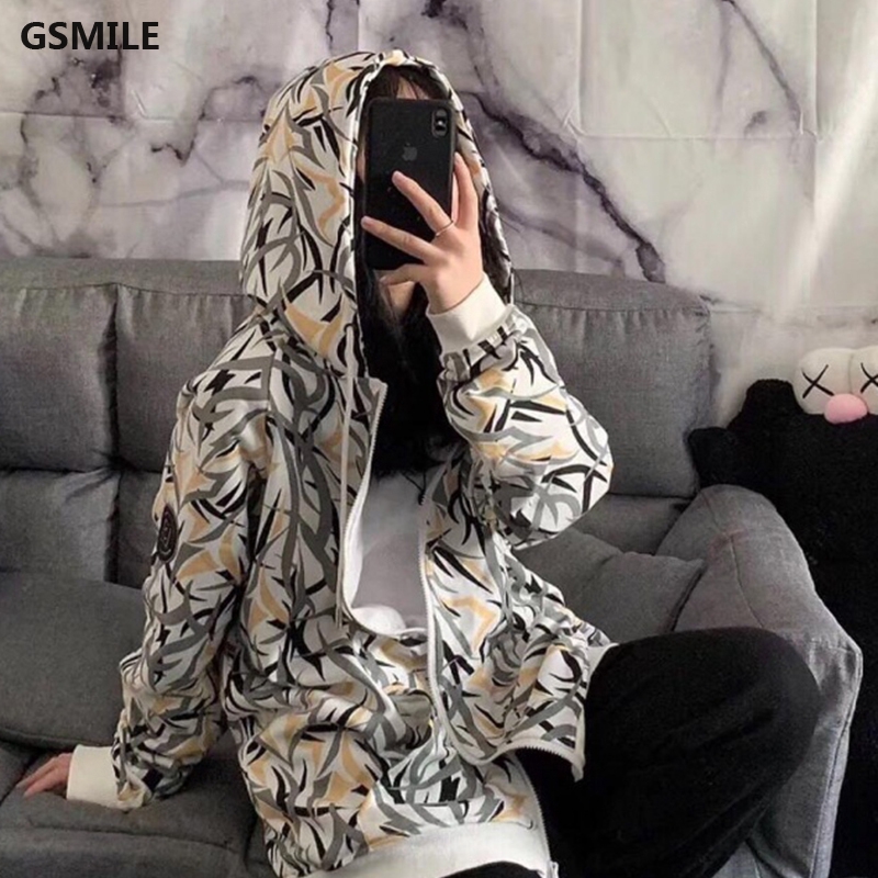 Áo khoác dáng rộng có khóa kéo phong cách Hàn Quốc retro