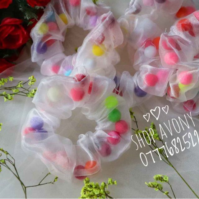 Cột tóc voal Scrunchies Trân Châu - Boom boom