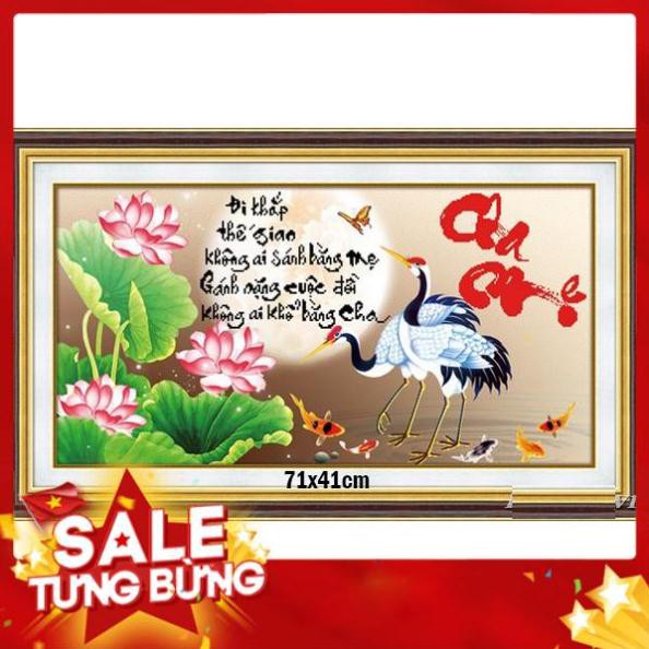 [sale sốc] 553008  Tranh thêu chữ thập cha mẹ tuyệt đẹp 71x41cm