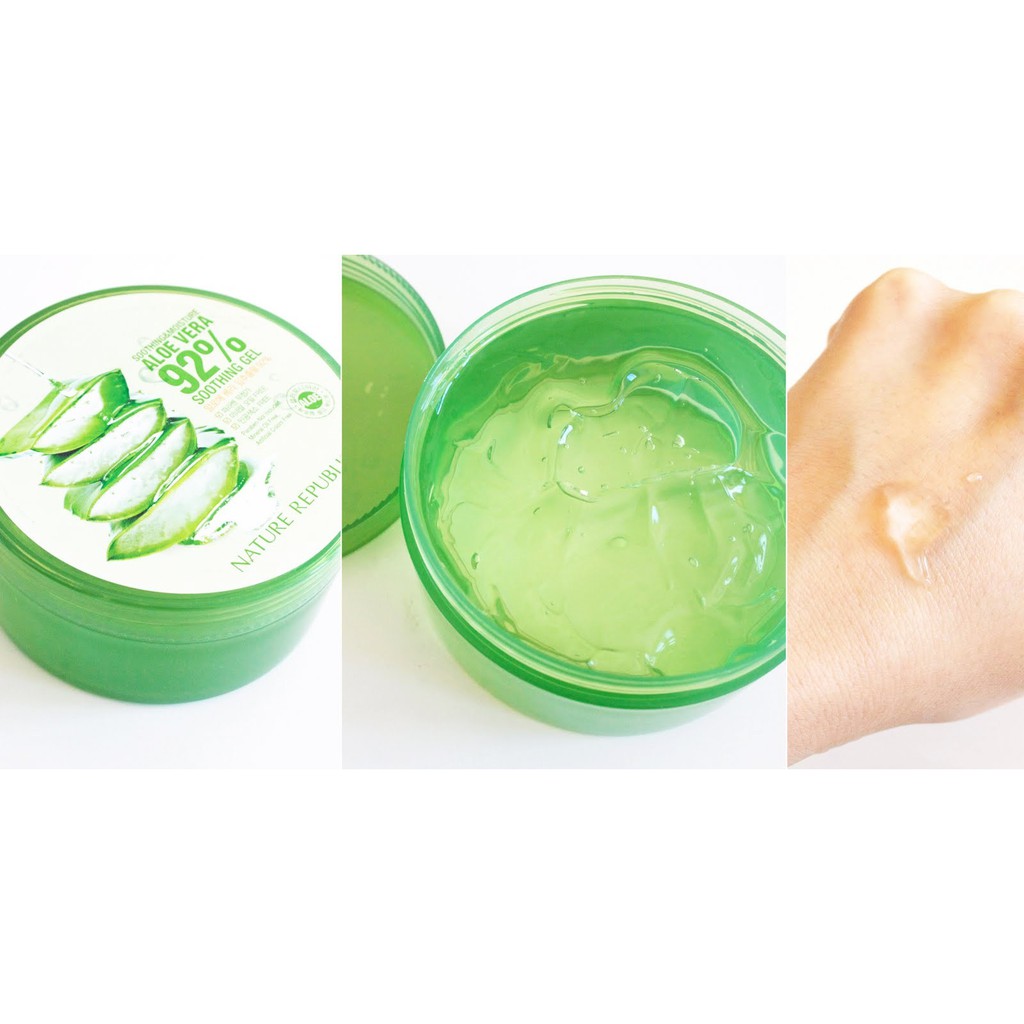 Gel nha đam, gel lô hội Nature Republic Aloe Vera 92% Soothing Gel 300ml - Tặng kèm cọ quét