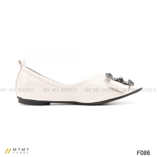 Giầy bệt da bóng nơ đá cài my my shoes F086