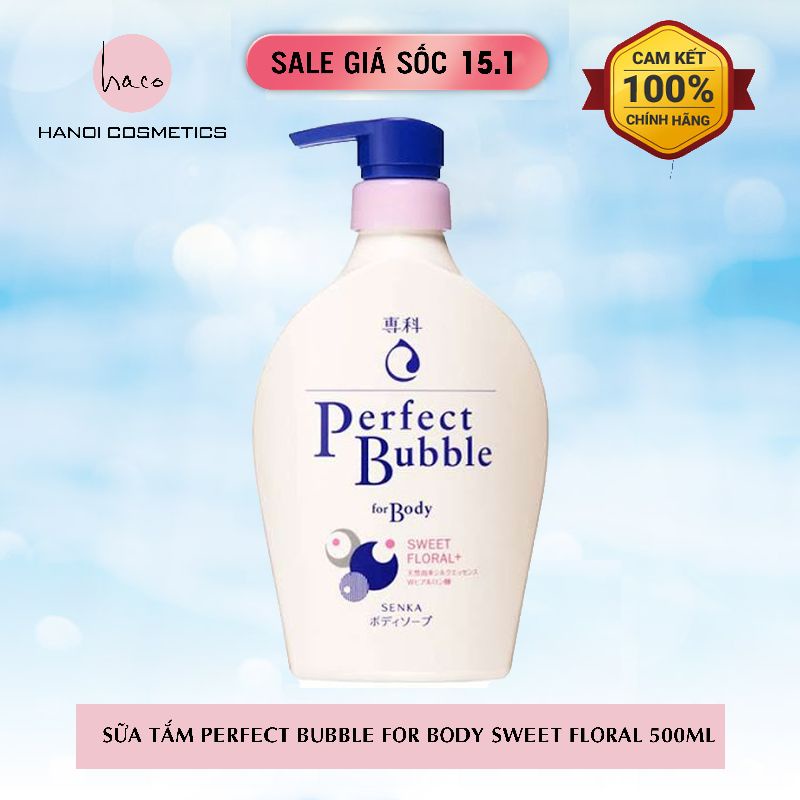 Sữa tắm dưỡng ẩm Senka Perfect Bubble hương Hoa Hồng &amp; Đinh Hương 500ml