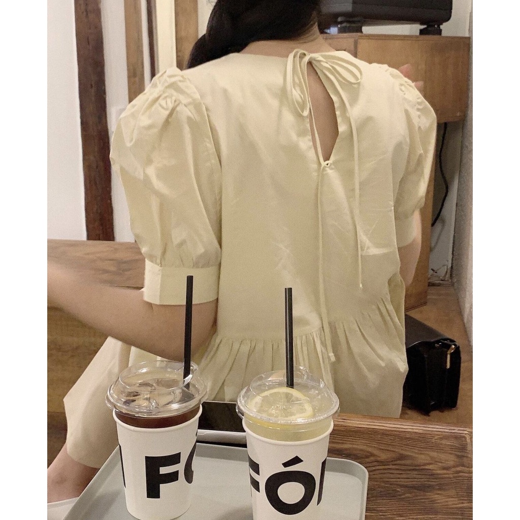 SUXI Áo nữ tay ngắn có dây buộc thời trang quyến rũ