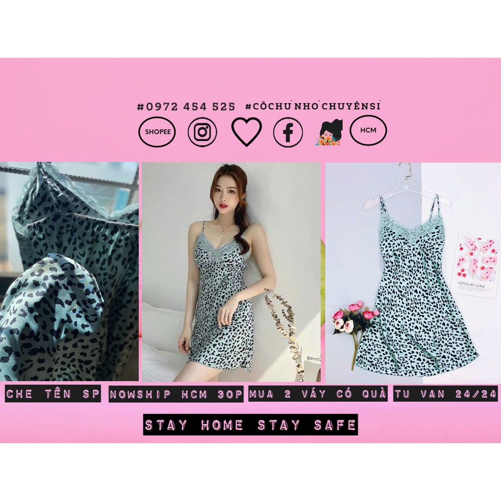 ♥️[HCM GIAO NHANH 30 phút] ♥️[LL547 - Váy ngủ sexy hoạ tiết beo xanh- đầm ngủ gợi cảm phối ren - CÔ CHỦ NHỎ CHUYÊN SỈ