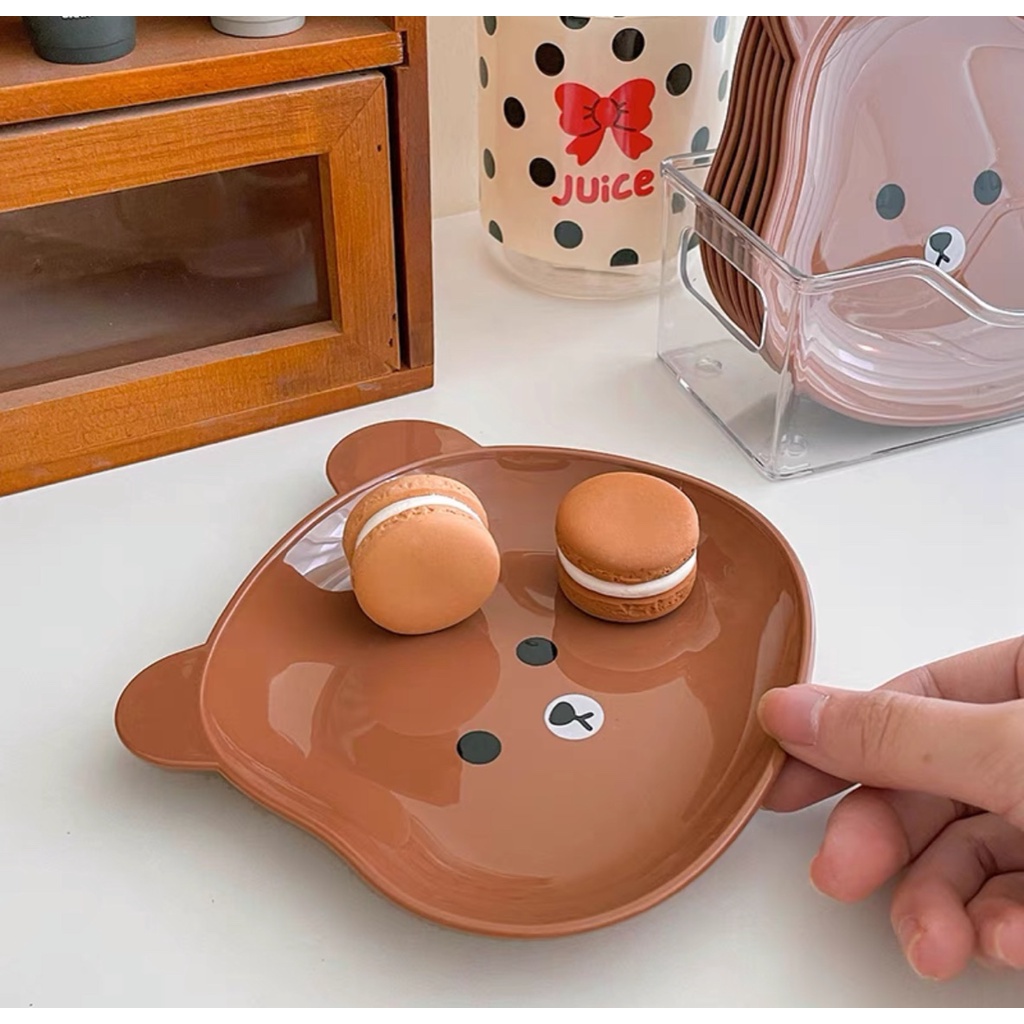 Đĩa Đựng Đồ Ăn Vặt Hình Gấu Hoạt Hình Để Bàn Siêu Dễ Thương