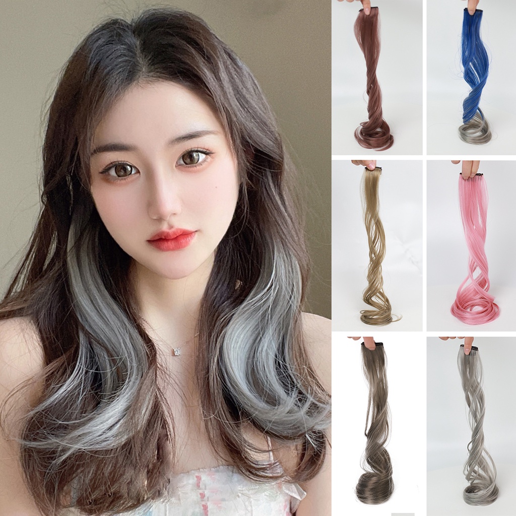 Bộ Tóc Giả Dài Xoăn Màu Gradient Tự Nhiên Không Đường May Dành Cho Nữ