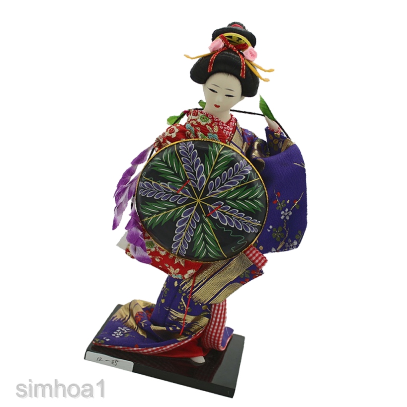 Búp Bê Geisha Mặc Kimono Nhật Bản 12inch Kèm Áo Choàng Tím