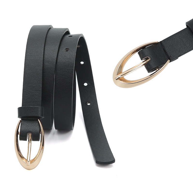 Thắt Lưng Da Khóa Kim Loại Hình Oval Thời Trang Cho Nữ