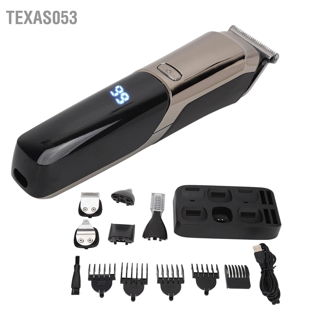 [Hàng Sẵn] Tông đơ cắt tóc điện 6 trong 1 đa năng Màn hình LED có thể giặt được【Texas053】