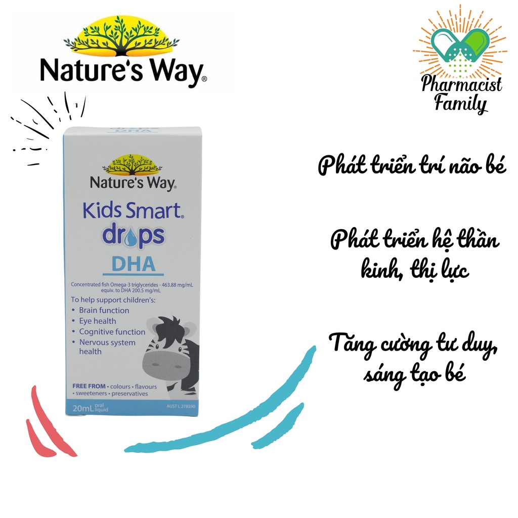 DHA Cho Trẻ Sơ Sinh Nature's way Kids Smart Drops DHA [ÚC]- 20 mL