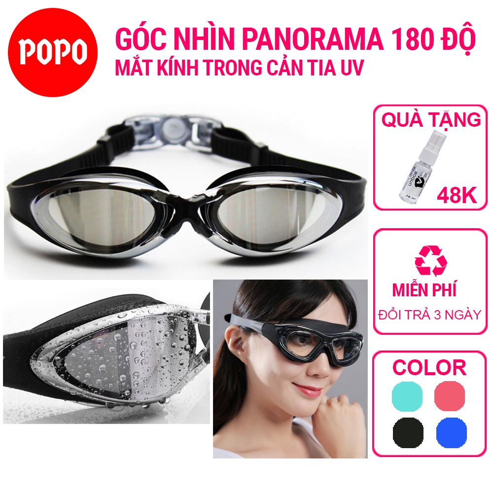 Kính bơi thời trang cao cấp dành cho người lớn nam nữ G300, Tráng gương Chống lóa, Chống UV POPO Collection