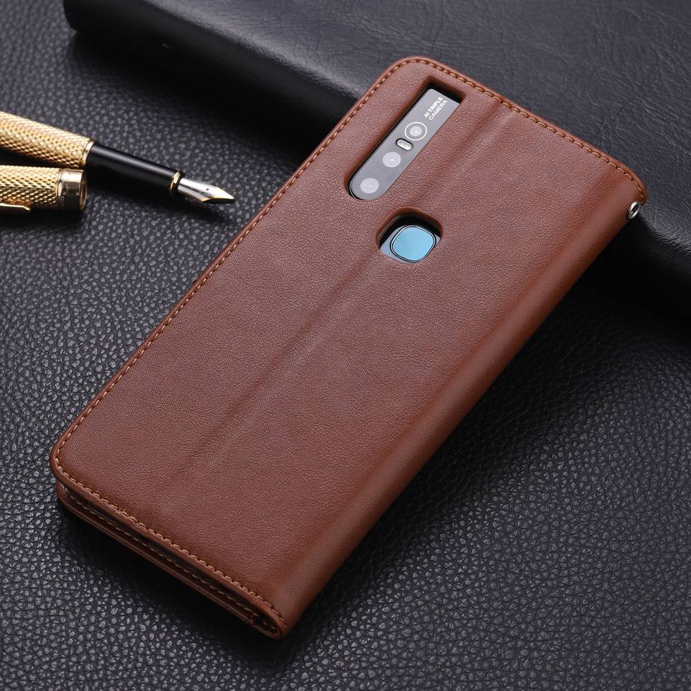 Bao da điện thoại PU nắp lật có ngăn thẻ sang trọng thời trang cho Vivo V15/V15