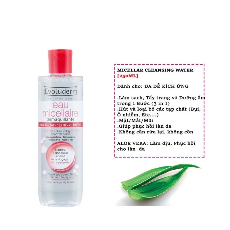 Nước tẩy trang Evoluderm Micellar Cleansing Water 250ml