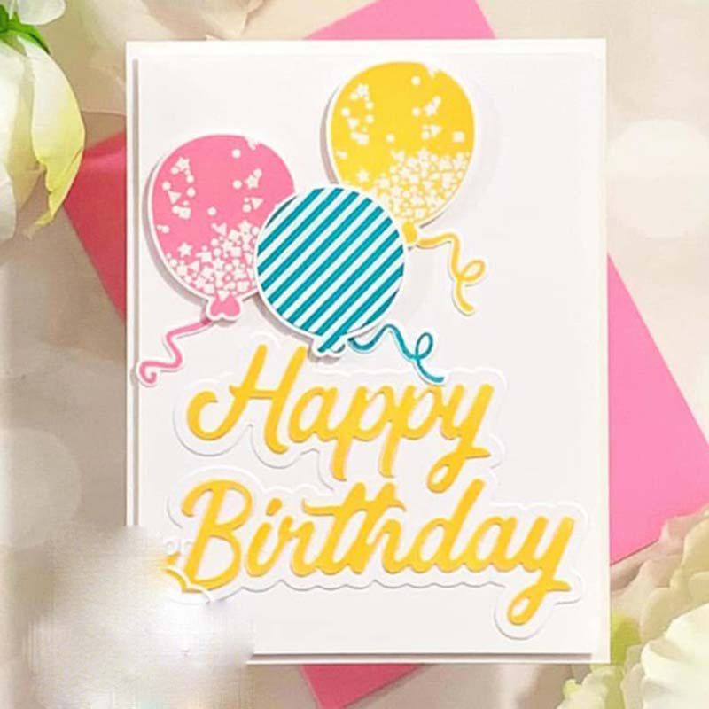 Khuôn Cắt Giấy Làm Từ Kim Loại Hình Chữ Happy Birthday Trang Trí Scrapbook