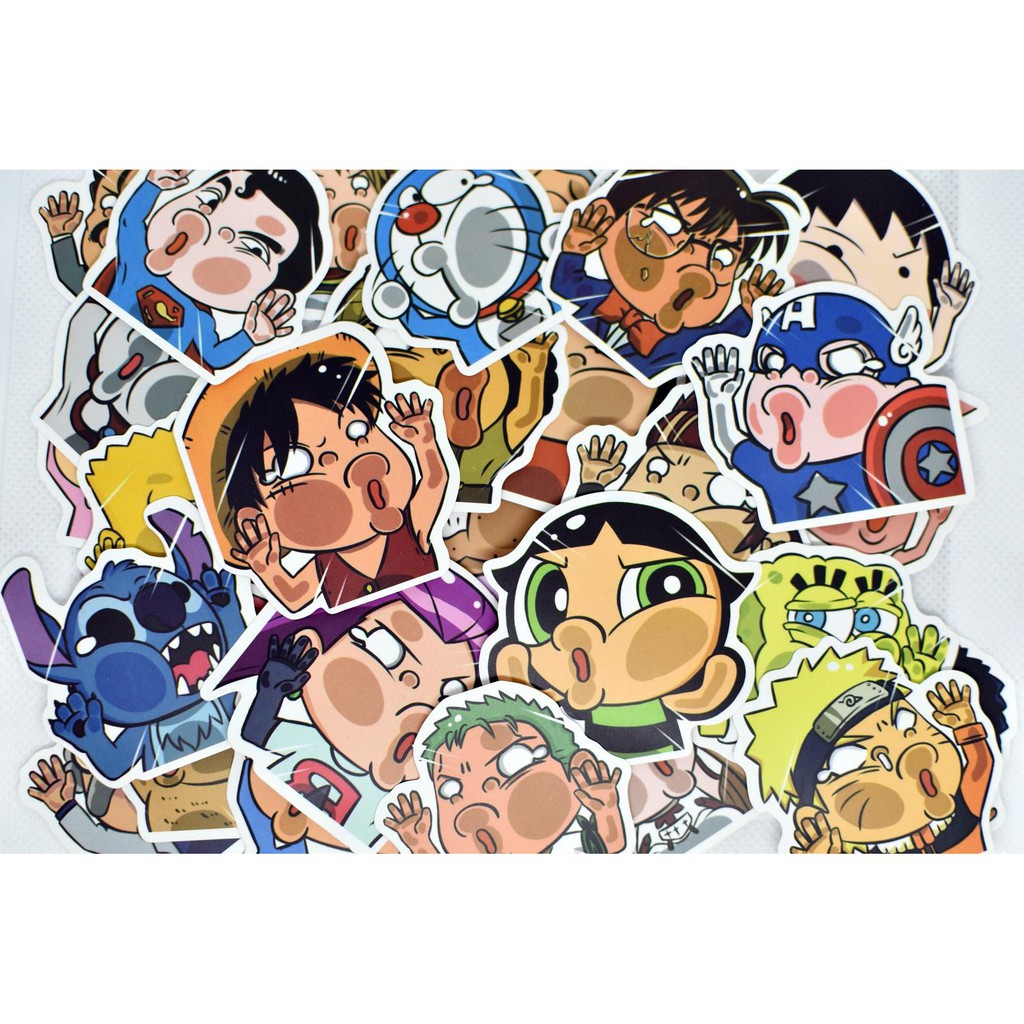 [FREESHIP 40K] SET 50 MIẾNG DÁN STICKER HOẠT HÌNH AVENGER ONEPIECE DOREMON NARUTO LAPTOP, VALI, TỦ, BÀN HỌC, XE MÁY