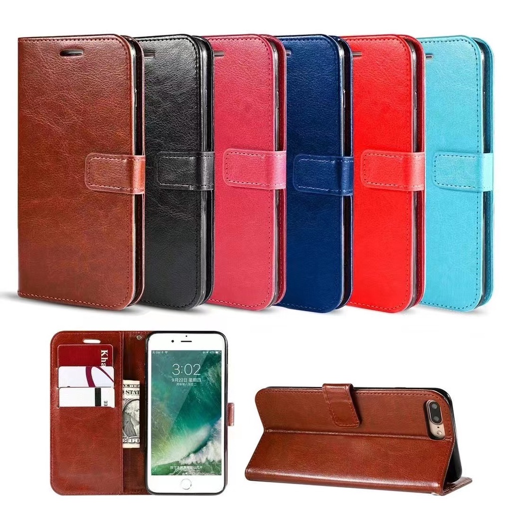 Bao Da PU Điện Thoại Nắp Lật Hít Nam Châm Kiêm Ví Đựng Thẻ Kiêm Giá Đỡ IPhone 4G 5C 5 5S 5SE 6 6S 6Plus 6sPlus 7 8 Plus