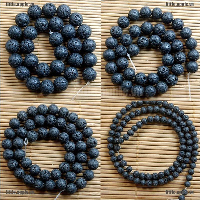 Nhẫn Chuỗi Hạt Đá Nham Thạch Đen Tự Nhiên 15 Màu