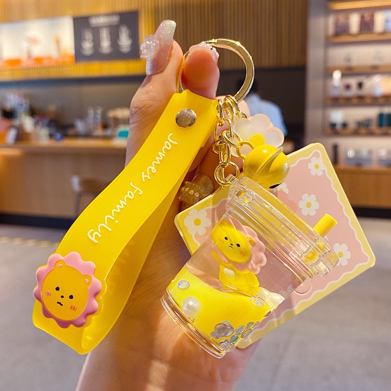 Móc Khóa Hình Ly Trà Sữa Hoạt Hình Đáng Yêu