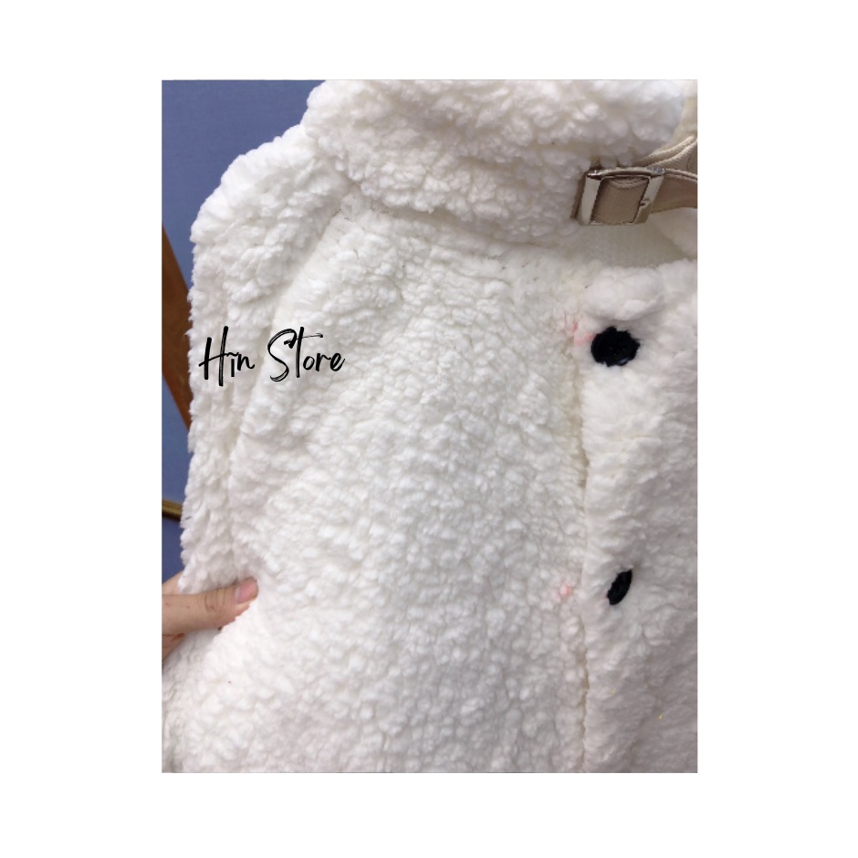 Áo Khoác Lông Cừu Có Đai Cúc Đen Chất Liệu Lông Cừu Đẹp Wild.Goute | BigBuy360 - bigbuy360.vn