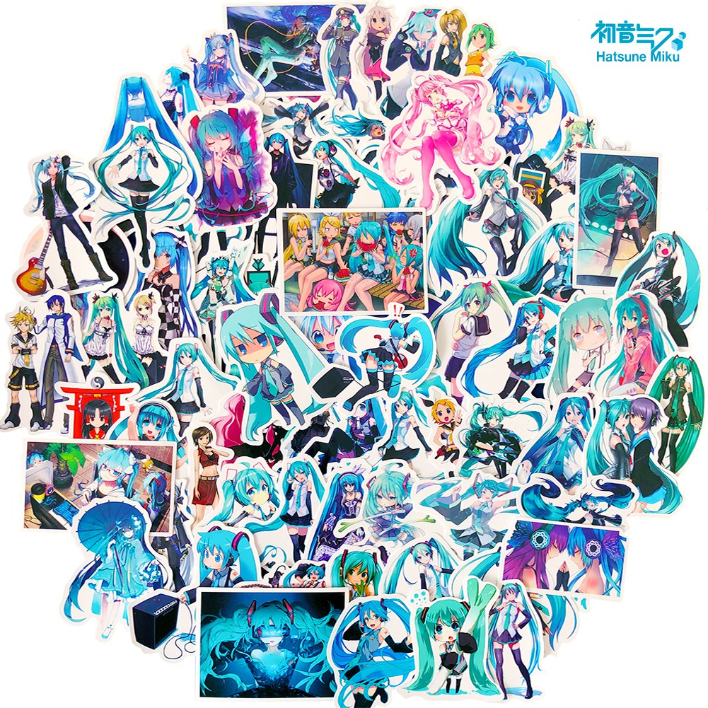 Set 100 miếng sticker dán trang trí hình Hatsune Miku dễ thương