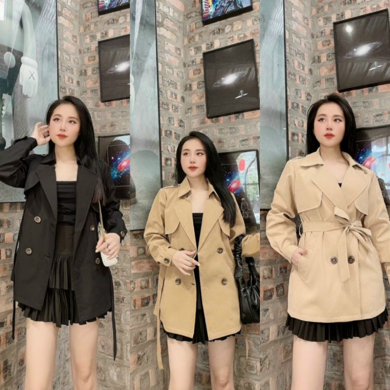 Áo Kaki Nữ Ms.6991 Áo Khoác Dáng Dài Chất Kaki Hai Lớp Kèm Đai, 3 Màu Dê Mặc