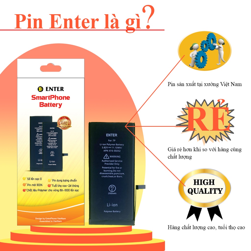 Pin ĐT Táo 5G/ 5S/ 5SE Enter bảo hành 12 tháng