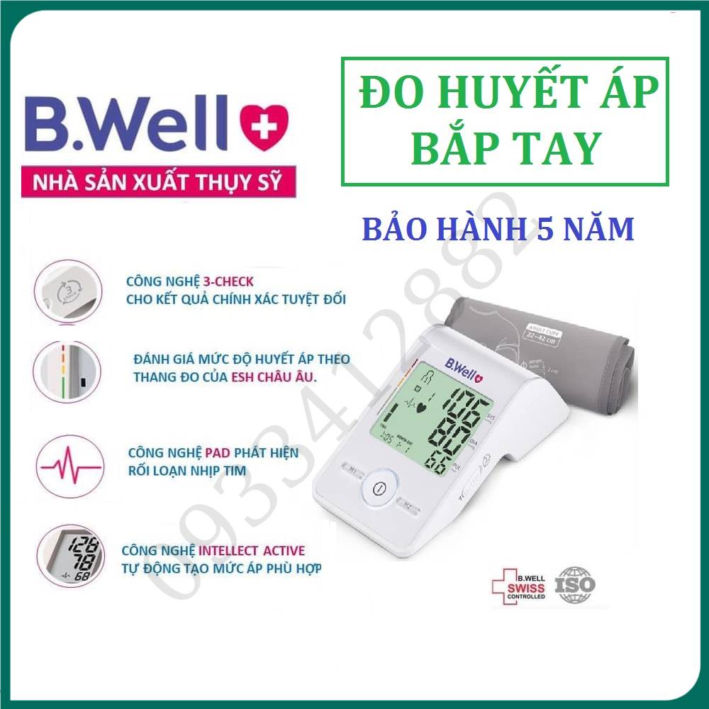 Máy đo huyết áp bắp tay tự động B. WELL Hàng Nhập Khẩu Thụy Sỹ siêu bền và bảo hành 5 năm, đo nhanh, chính xác