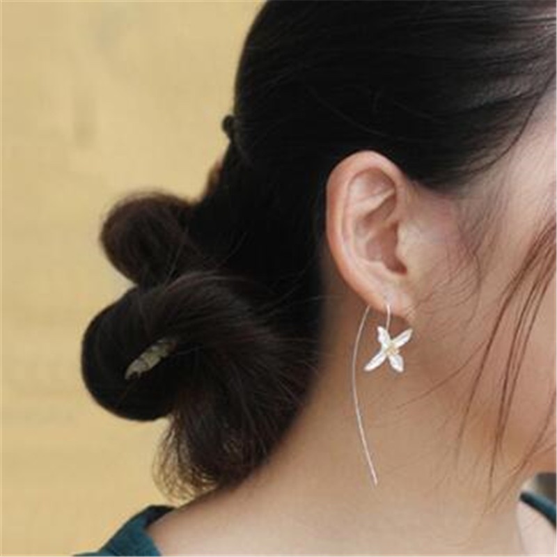 Bông Tai Mạ Vàng / Bạc 925 Họa Tiết Hoa Phong Cách Dân Tộc Thời Trang E144