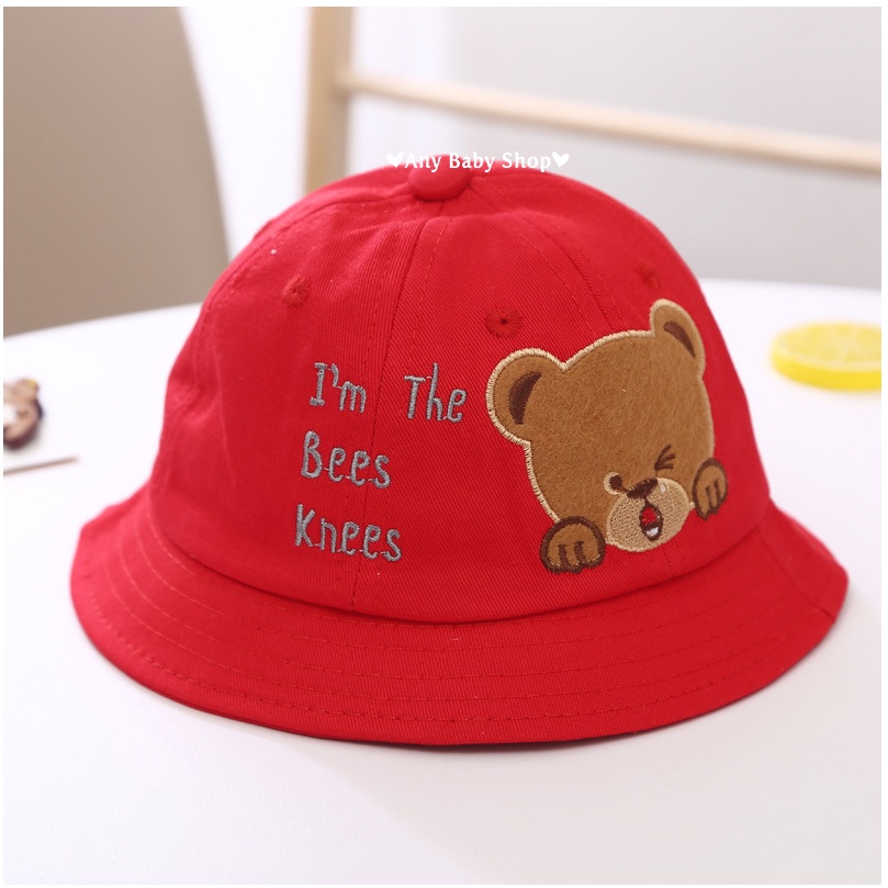 Mũ nón Bucket nỉ rộng vành thời trang cho bé trai và bé gái hình gấu nháy mắt nhiều màu siêu cute    ❣❣