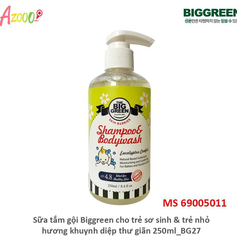 Sữa tắm gội Biggreen cho trẻ sơ sinh & trẻ nhỏ hương khuynh diệp thư giãn 250ml_BG27