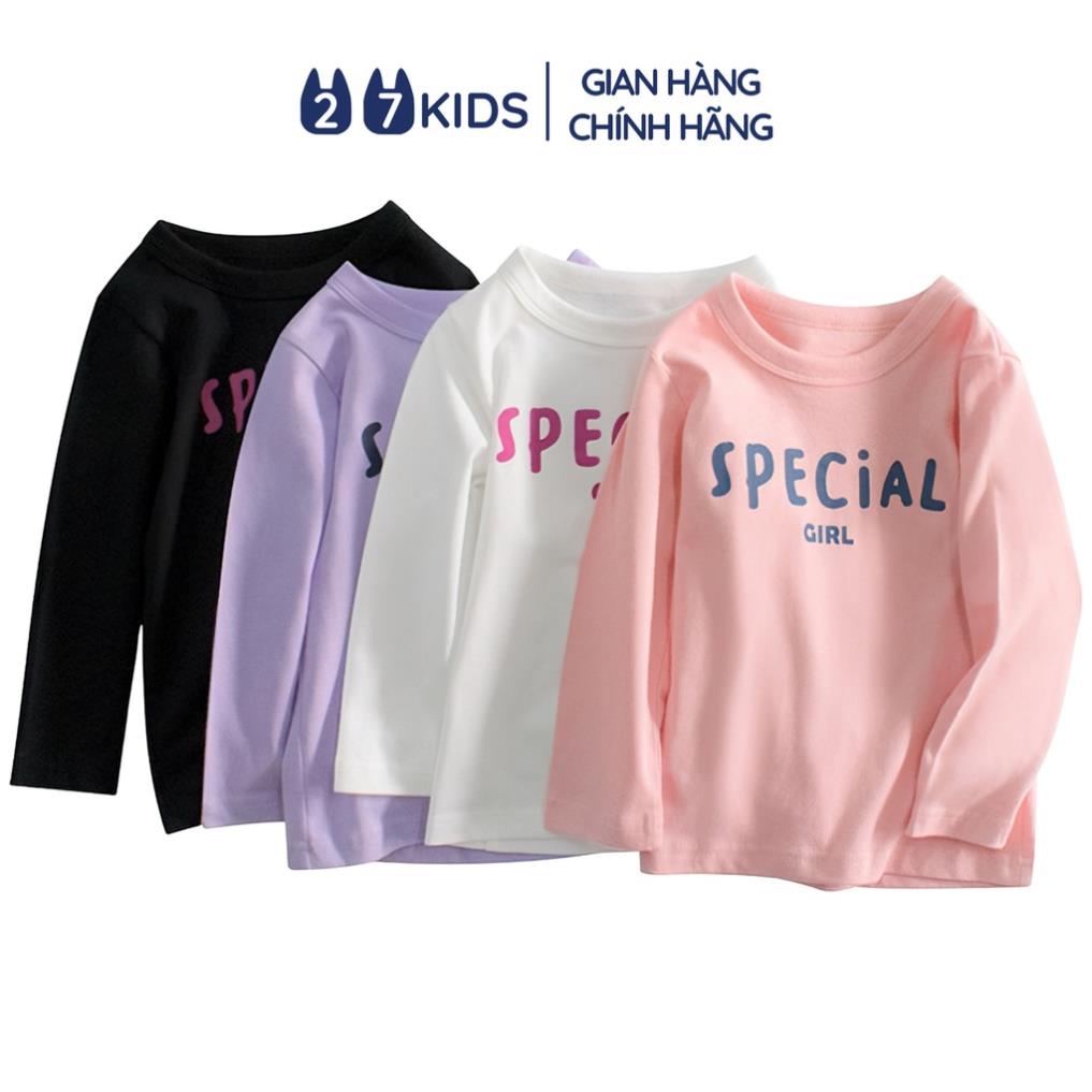 Áo thun dài tay bé gái 27Kids áo thu đông nữ 100% Cotton cho trẻ từ 2-10 tuổi GLTS2 New
