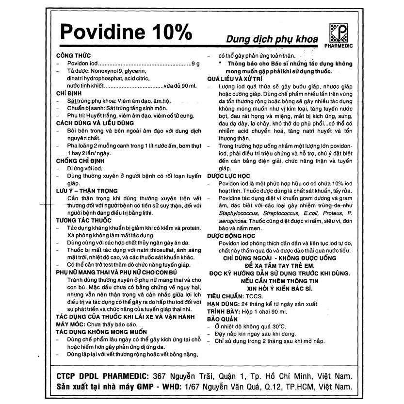 Povidine dung dịch phụ khoa 90ml