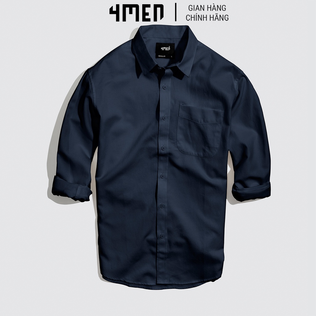 Áo sơ mi nam oxford trơn đẹp 4MEN SM070 tay dài form suông regular, vải oxford 100% cotton cao cấp thoáng mát | BigBuy360 - bigbuy360.vn