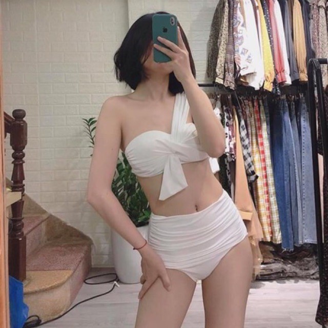 Bikini gọng xoắn ngực phối nơ sang trọng quần nhún lưng cao (nhiều màu) EVA GNLV