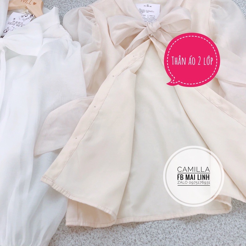 ⚡️SƠ MI⚡️Áo sơ mi nơ trước, tay đính 2 cúc ngọc | BigBuy360 - bigbuy360.vn