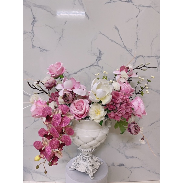 Bình hoa lụa cao cấp trang trí phòng khách siêu sang