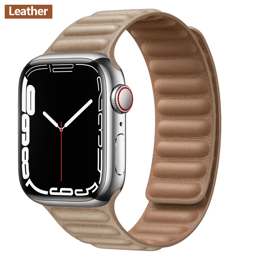 Dây Da Thay Thế Từ Tính Cho Đồng Hồ Thông Minh Apple watch 44mm 40mm 41mm 45mm 42mm 38mm iWatch series 3 5 4 SE 6 7