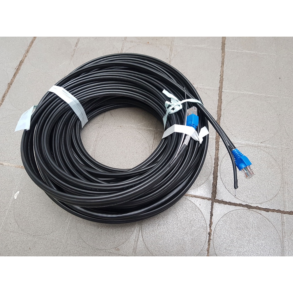 25m/30m/35m/40m Cáp mạng ngoài trời DELTALINK chuẩn Cat6 lõi lớn 23AWG bấm sẵn đầu kết nối có dây thép gia cường