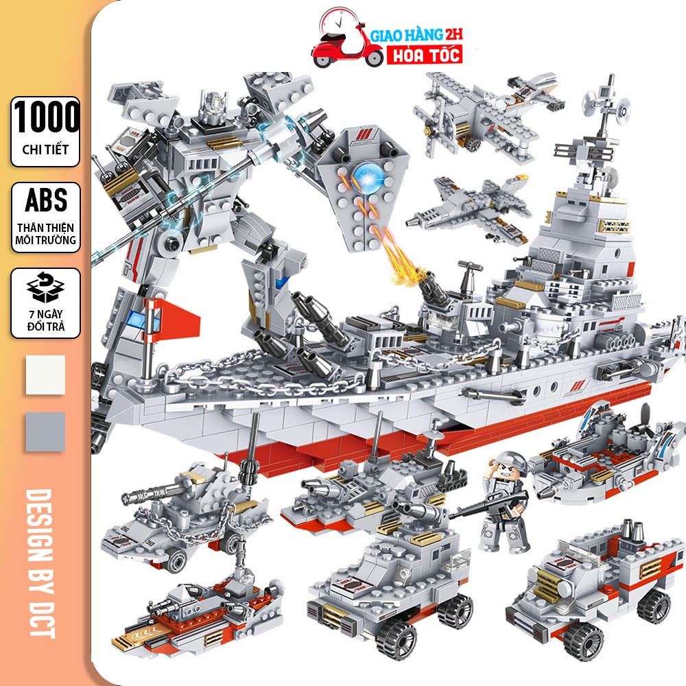 Bộ đồ chơi lego Tàu Chiến quân sự khổng lồ, Lego Chiến Hạm tuần tra hải quân 1005 mảnh ghép