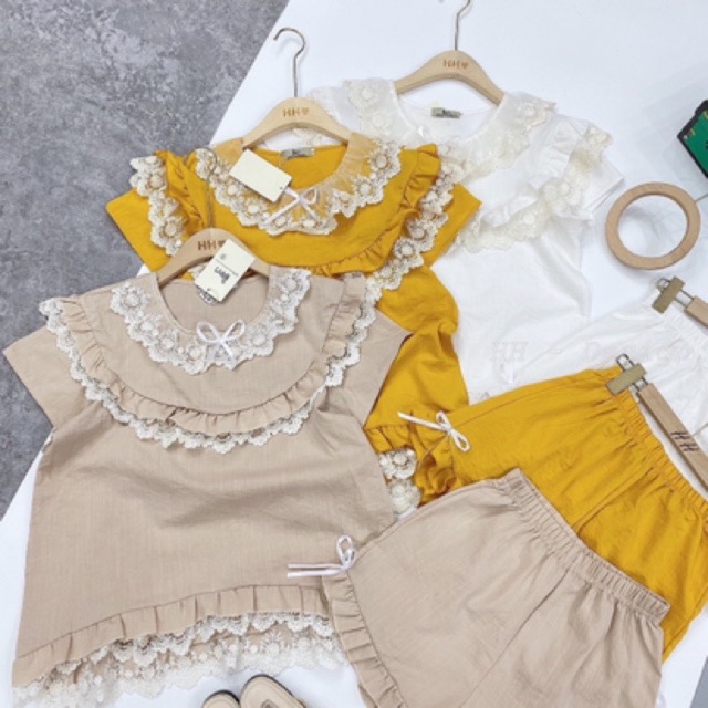 BỘ ĐỒ MẶC NHÀ TIỂU THƯ BÁNH BÈO PHỐI REN CAO CẤP