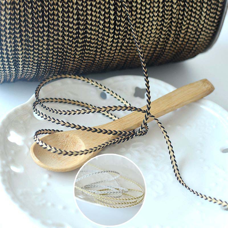 Cuộn dây ruy băng polyester màu vàng/bạc dùng trang trí tiệc cưới DIY