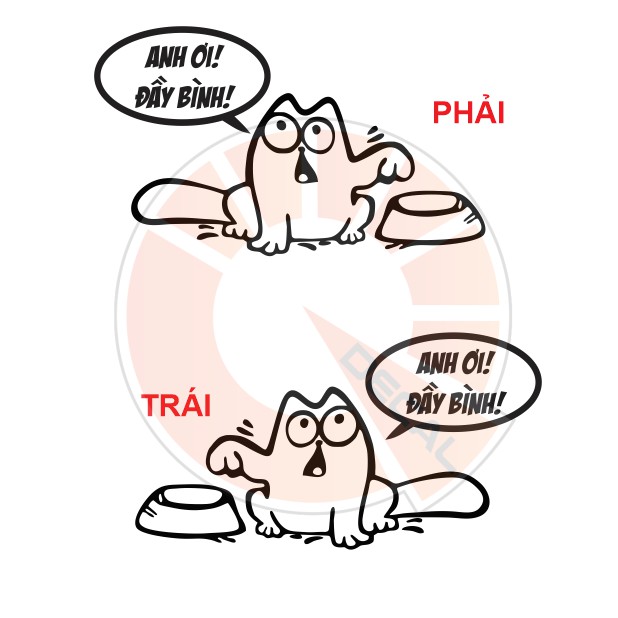 Sticker nắp xăng ô tô mèo đòi ĐẦY BÌNH 16x10cm